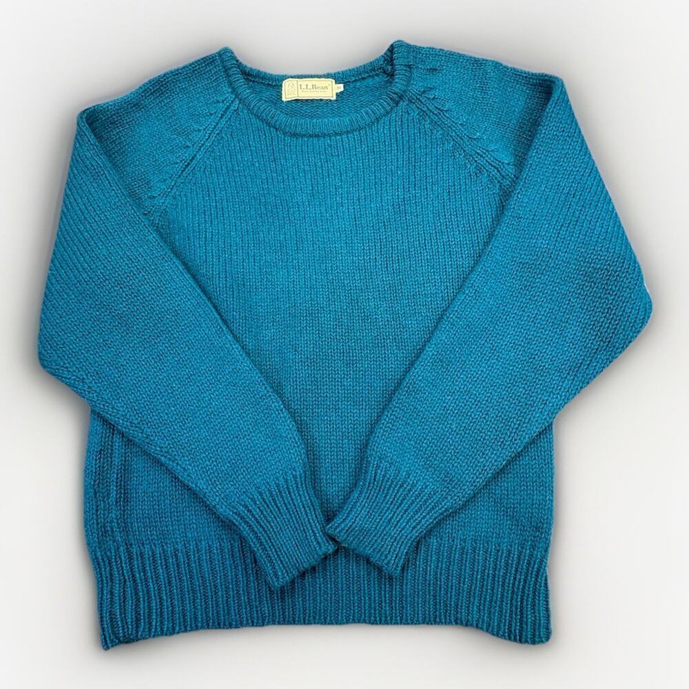 Vintage L.L. Bean Women’s Pullover Sweater Medium 100% Wool Teal Hong Kong - Picture 1 of 7